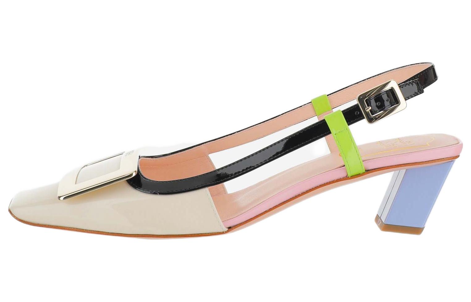 (Women) Roger Vivier Leather Buckle Block Heel 'Multicolor' RVW00625600D1P4O87