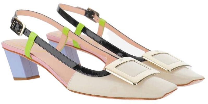 (W) Roger Vivier Hak Blok Kulit dengan Gesper 'Multicolor' RVW00625600D1P4O87 Order (W) Roger Vivier Hak Blok Kulit dengan Gesper 'Multicolor' RVW00625600D1P4O87