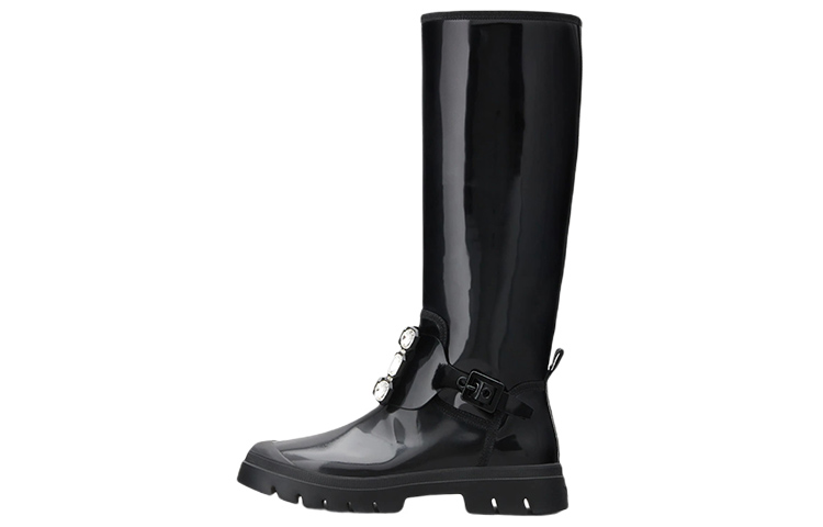 (W) Roger Vivier Leather Buckle High-Top Boots 'Black'