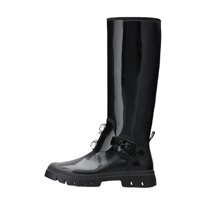 (W) Roger Vivier Leather Buckle High-Top Boots 'Black'
