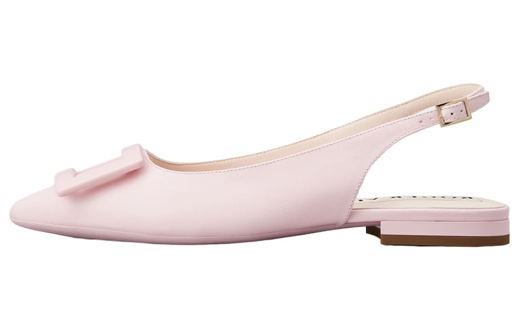 (W) Roger Vivier Leather Buckle Pointed Flats 'Light Pink'
