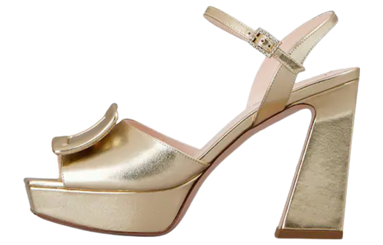 (Women) Roger Vivier Leather Buckle Sandals 'Gold' RVW69935110KACG005
