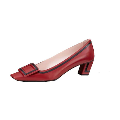 (W) Roger Vivier Leather CMFT Fashion Chunky High Heel 'Red'