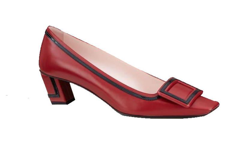 Order (W) Roger Vivier Tacones Altos Gruesos de Cuero Comfort Moda 'Rojo' RVW00621110CH5754K