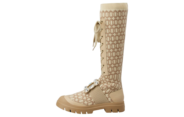 (Women) Roger Vivier Leather Crystal Buckle High-Top Boots 'Light Brown' RVW62833670ETEC600