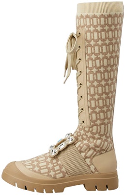 Roger Vivier 羅傑維維亞 皮革 水晶扣 高筒靴 女款 淺褐色 Buy Roger Vivier 羅傑維維亞 皮革 水晶扣 高筒靴 女款 淺褐色