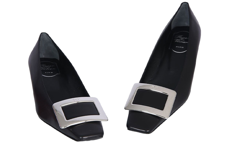 (W) Roger Vivier Leather Fashion Mule 'Chunky High Heel - Black' 圖 3