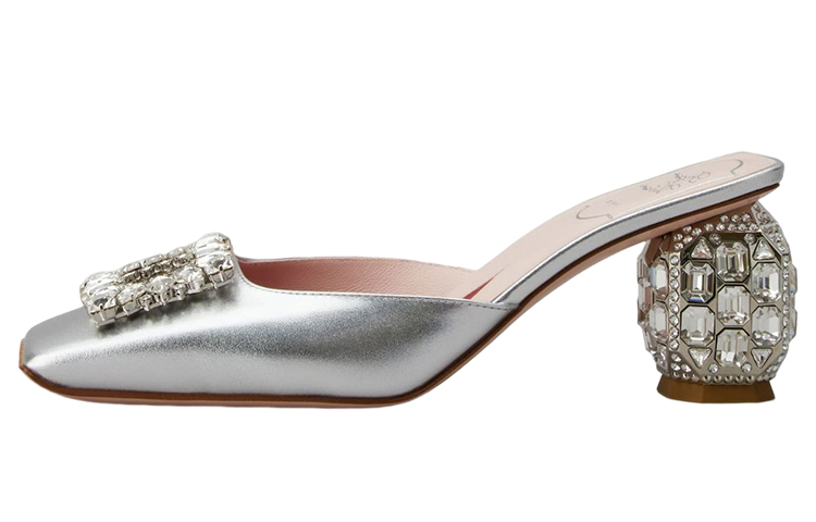 (Women) Roger Vivier Leather Fashion Sandal 6.5cm 'Silver Crystal Embellished' RVW68534130KACB200