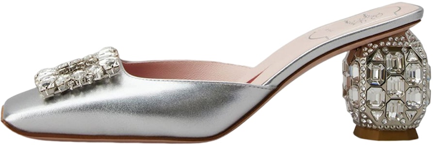 Roger Vivier羅傑維維亞 皮革 水鑽鑲飾 時尚涼拖 6.5公分 女款 銀色 Buy Roger Vivier羅傑維維亞 皮革 水鑽鑲飾 時尚涼拖 6.5公分 女款 銀色