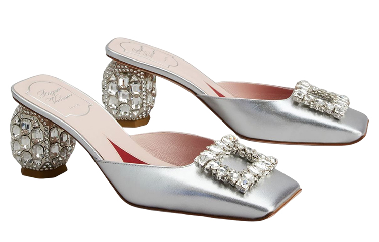 Order (W) Roger Vivier Leren Sandalen 6,5cm ''Zilver met Kristallen Versiering'' RVW68534130KACB200