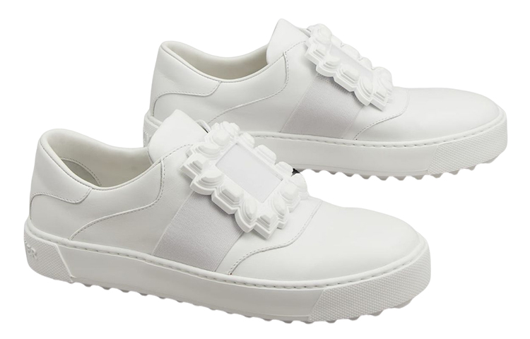 (W) Roger Vivier Leather Fashion Sneakers 'Rubber Buckle White' 圖 3