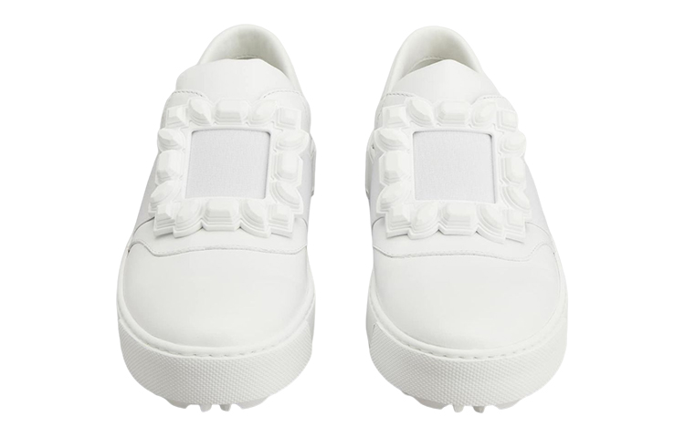 (W) Roger Vivier Leather Fashion Sneakers 'Rubber Buckle White' 圖 4