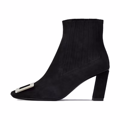 (W) Roger Vivier Leather Fashion Stiletto Ankle Boot 'Black'