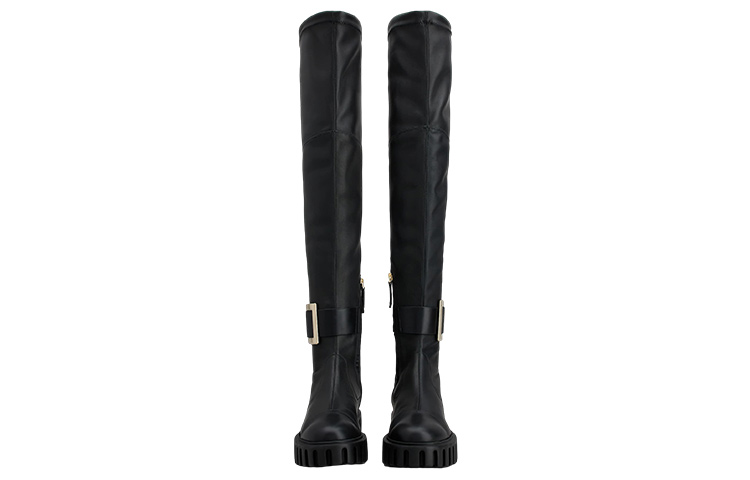 (W) Roger Vivier Leather High-Top Boots 'Metal Buckle Black' 圖 3