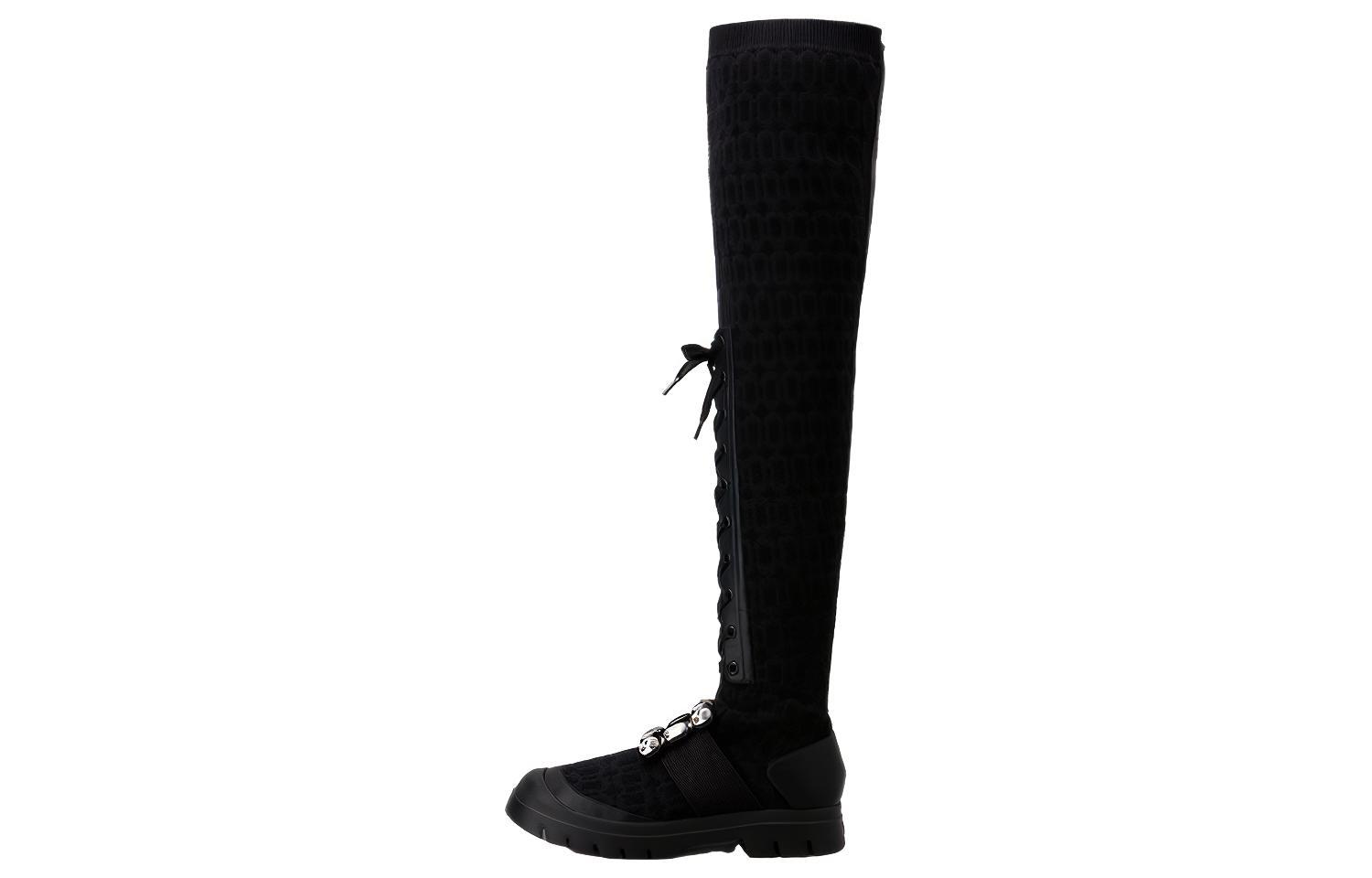 (Women) Roger Vivier Leather High-Top Boots with Crystal Buckle 'Black' RVW62833680ERIB999