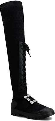 (Women) Roger Vivier Leather High-Top Boots with Crystal Buckle 'Black' RVW62833680ERIB999 Order (Women) Roger Vivier Leather High-Top Boots with Crystal Buckle 'Black' RVW62833680ERIB999