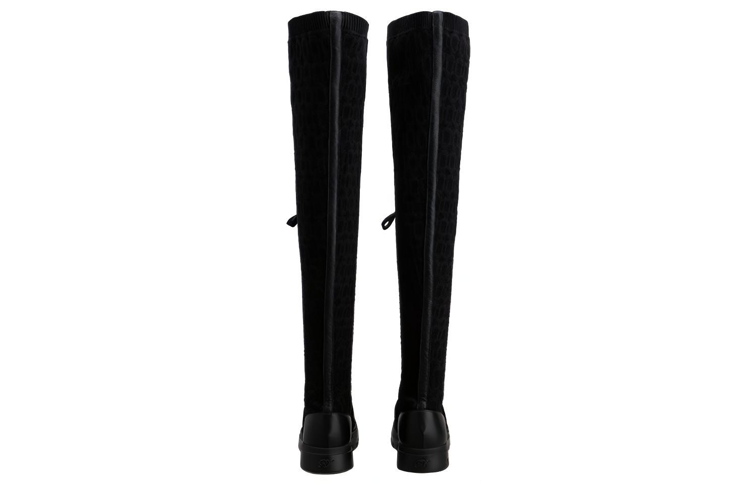 Purchase (Women) Roger Vivier Leather High-Top Boots with Crystal Buckle 'Black' RVW62833680ERIB999