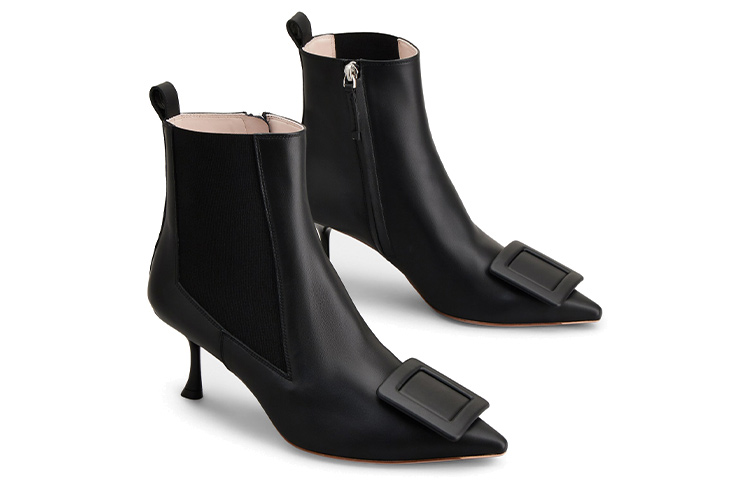 Order (W) Roger Vivier But Chelsea Tumit Tinggi Kulit 'Hitam' RVW61833900TFSB999