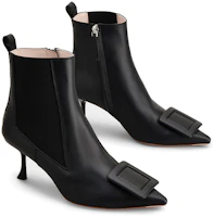 Order (W) Roger Vivier Sepatu Boot Chelsea Hak Tinggi Kulit 'Hitam' RVW61833900TFSB999