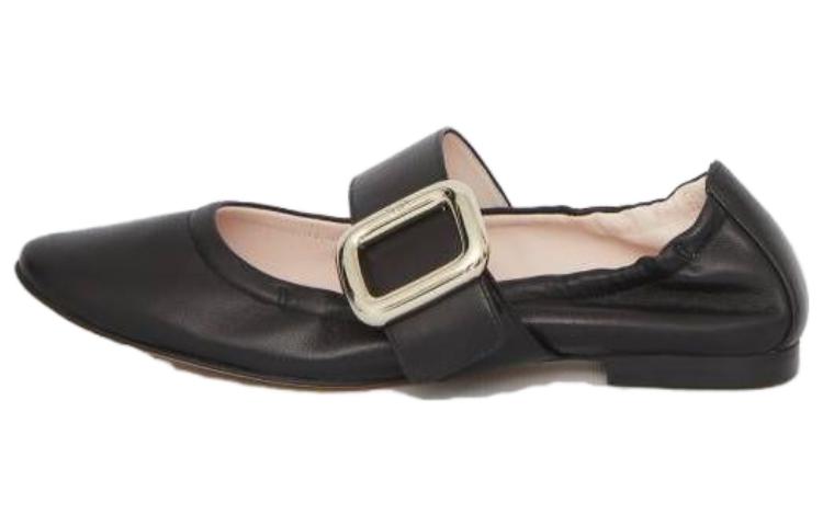 (W) Roger Vivier Leather Loafers 'Black Flat Head'