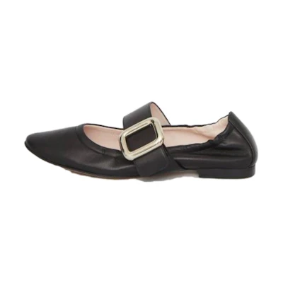 (W) Roger Vivier Leather Loafers 'Black Flat Head'