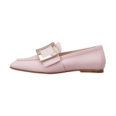 (W) Roger Vivier Leather Loafers 'Pink Metal Buckle'