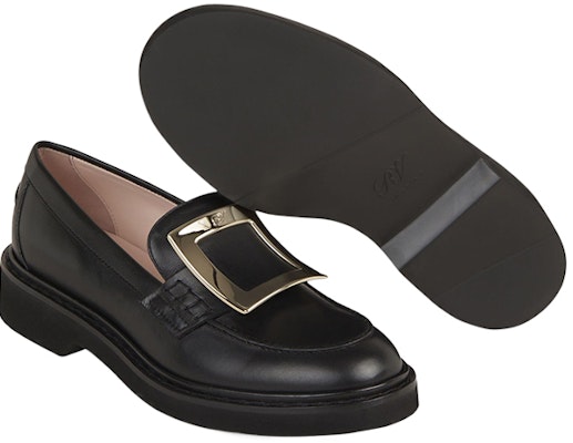 羅傑·維維亞 牛皮革 圓頭套腳金屬扣 樂福鞋 女款 黑色 Purchase 羅傑·維維亞 牛皮革 圓頭套腳金屬扣 樂福鞋 女款 黑色