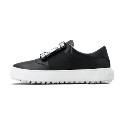 (W) Roger Vivier Leather Round Toe Low Top Sneaker 'Versatile CMFT Black'