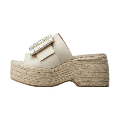 (W) Roger Vivier Leather Round Toe Platform 'Beige'