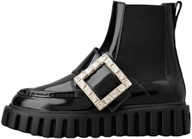(Women) Roger Vivier Leather Round Toe Platform Ankle Boot 'Black' RVW64634440MRKB999 (Women) Roger Vivier Leather Round Toe Platform Ankle Boot 'Black' RVW64634440MRKB999