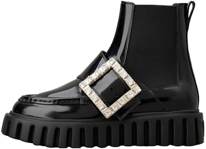 Roger Vivier 羅傑·維維亞 皮革 圓頭厚底 短筒 短靴 女款 黑色 Buy Roger Vivier 羅傑·維維亞 皮革 圓頭厚底 短筒 短靴 女款 黑色