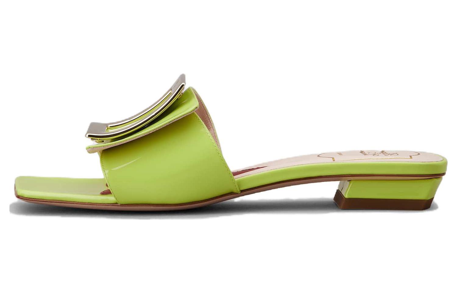 (W) Roger Vivier Leather Slide 'Green'
