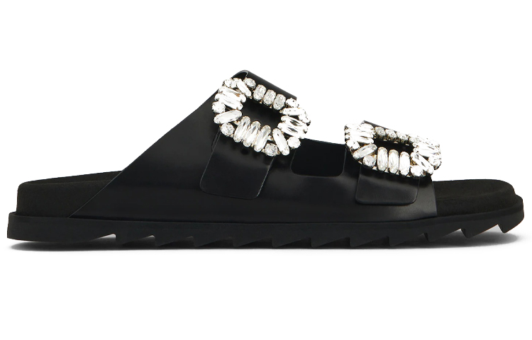 Order 羅傑·維維亞 皮革 簡約休閒 時尚拖鞋 女款 黑色