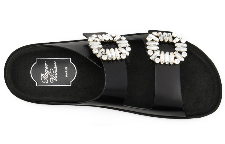 Shop 羅傑·維維亞 皮革 簡約休閒 時尚拖鞋 女款 黑色