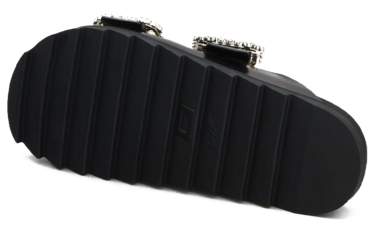 Sizing 羅傑·維維亞 皮革 簡約休閒 時尚拖鞋 女款 黑色