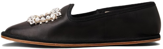 (Women) Roger Vivier Leather Slip-On Flat 'Black' RVW7013495091TB999 (Women) Roger Vivier Leather Slip-On Flat 'Black' RVW7013495091TB999