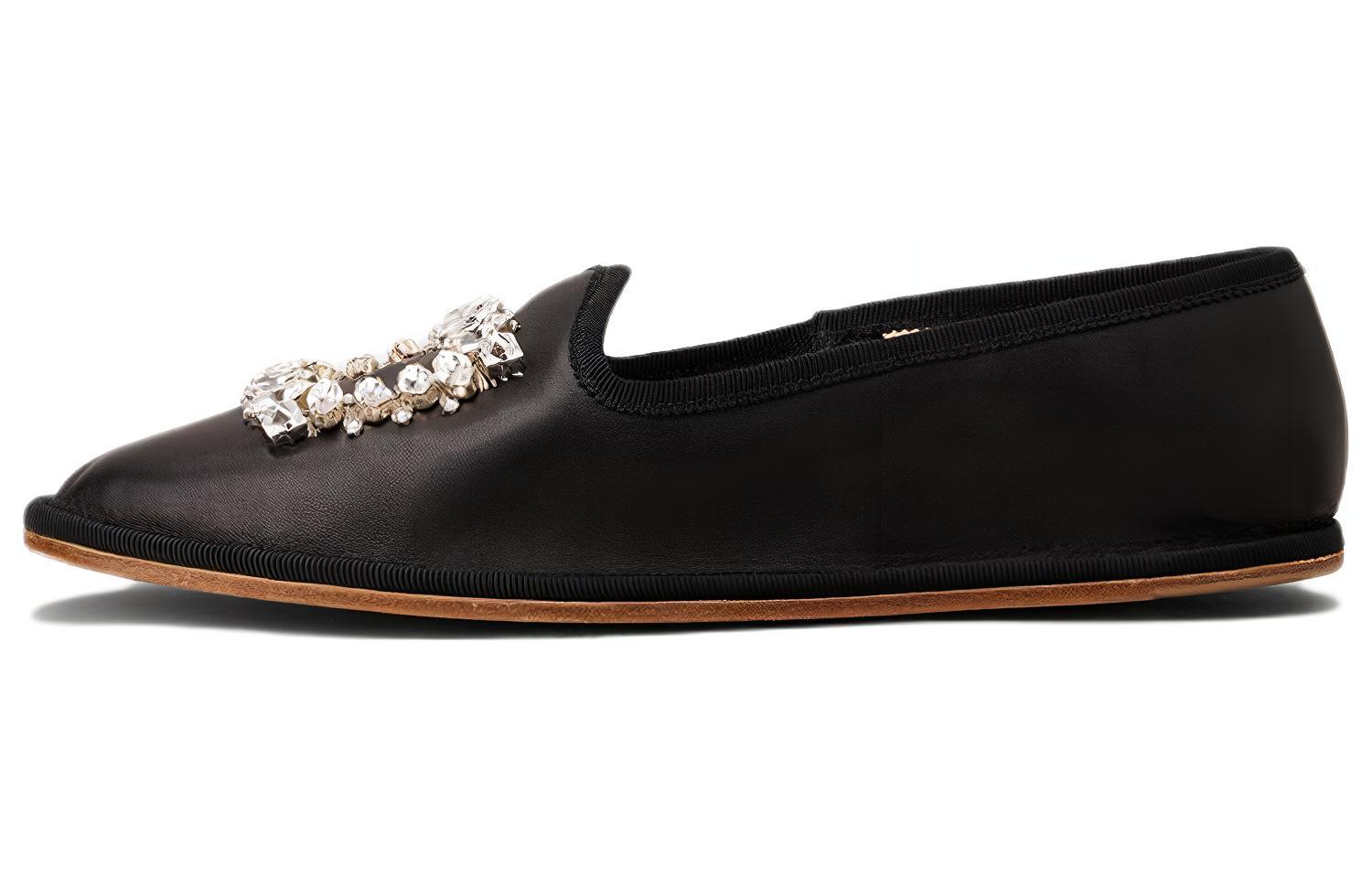 (Women) Roger Vivier Leather Slip-On Flat 'Black' RVW7013495091TB999