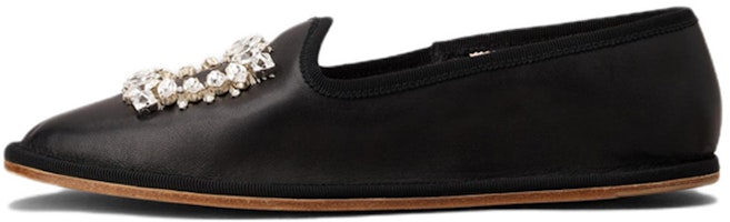 (Women) Roger Vivier Leather Slip-On Flat 'Black' RVW7013495091TB999 (Women) Roger Vivier Leather Slip-On Flat 'Black' RVW7013495091TB999