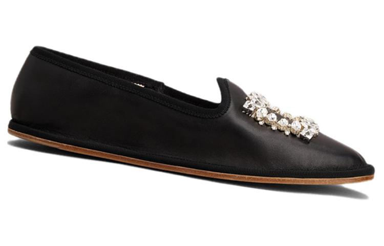 Order (Women) Roger Vivier Leather Slip-On Flat 'Black' RVW7013495091TB999