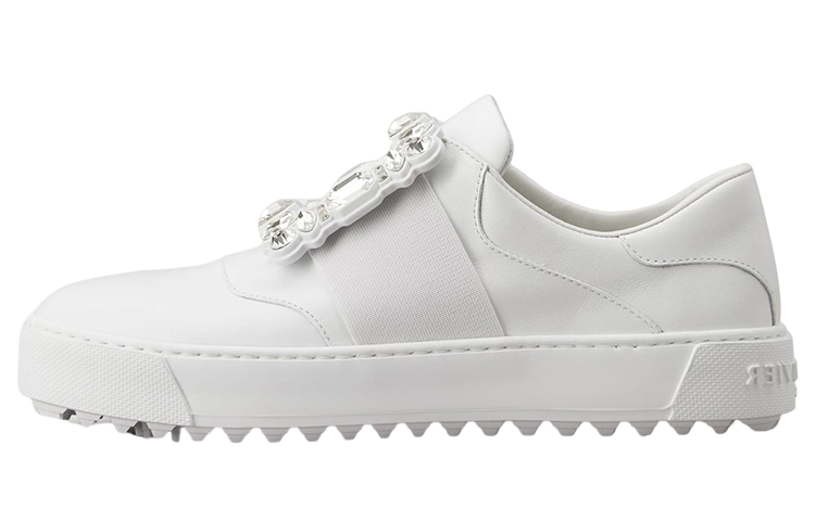 (Women) Roger Vivier Leather Sneakers 'Crystal Buckle White' RVW68734610JUSB001