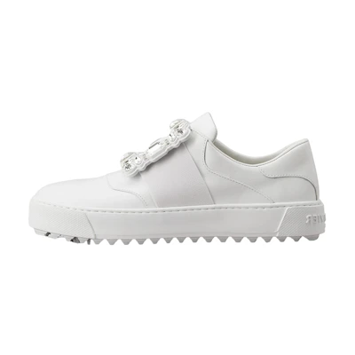 (W) Roger Vivier Leather Sneakers 'Crystal Buckle White'