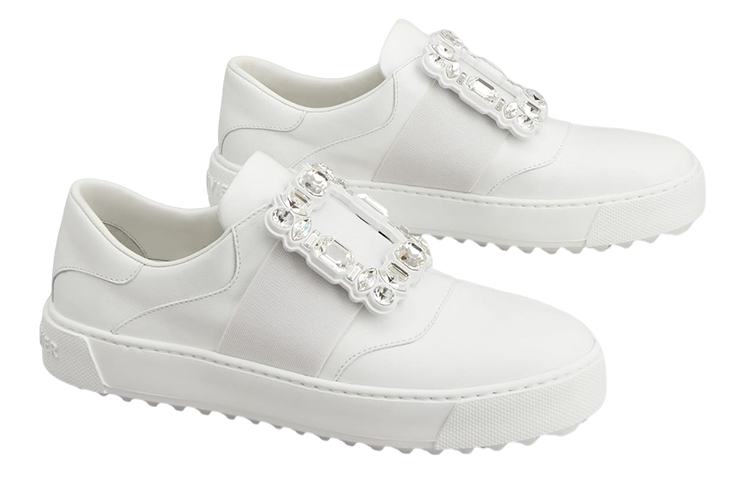 Order (W) Roger Vivier 水晶扣白色皮革运动鞋 RVW68734610JUSB001