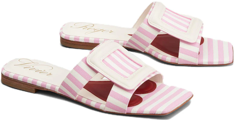 (W) Roger Vivier Sandali Slider in Pelle Rosa Bianco a Punta Quadrata RVW67035250NUZ9997 Order (W) Roger Vivier Sandali Slider in Pelle Rosa Bianco a Punta Quadrata RVW67035250NUZ9997