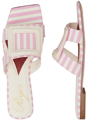 (W) Roger Vivier Sandali Slider in Pelle Rosa Bianco a Punta Quadrata RVW67035250NUZ9997 Shop (W) Roger Vivier Sandali Slider in Pelle Rosa Bianco a Punta Quadrata RVW67035250NUZ9997