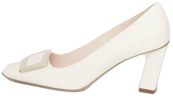 (Women) Roger Vivier Leather Square Toe Block Heel 'White' RVW71300920D1PC019 (Women) Roger Vivier Leather Square Toe Block Heel 'White' RVW71300920D1PC019
