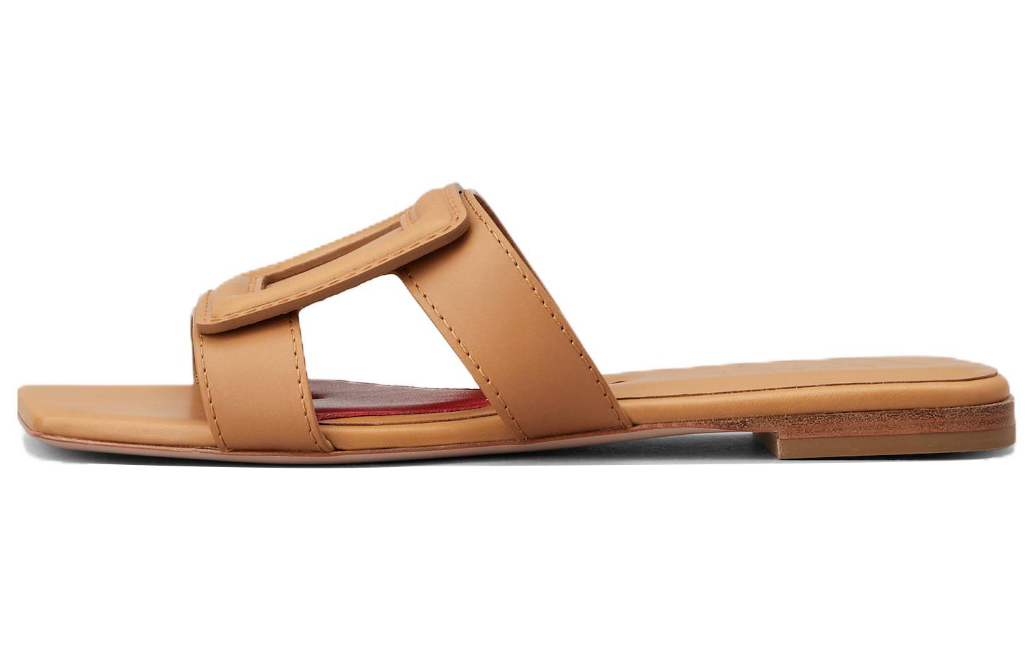 (W) Roger Vivier Leather Square Toe Flat 'Fashion Slide Brown'