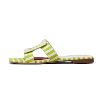 (W) Roger Vivier Leather Square Toe Flat 'Fashion Slide Green'