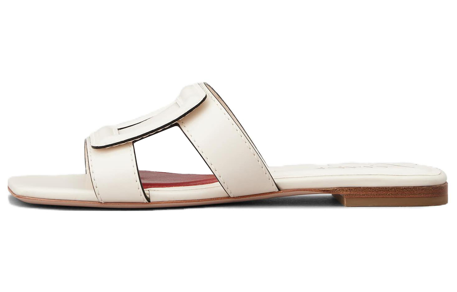 (W) Roger Vivier Leather Square Toe Flat 'Fashion Slide White'