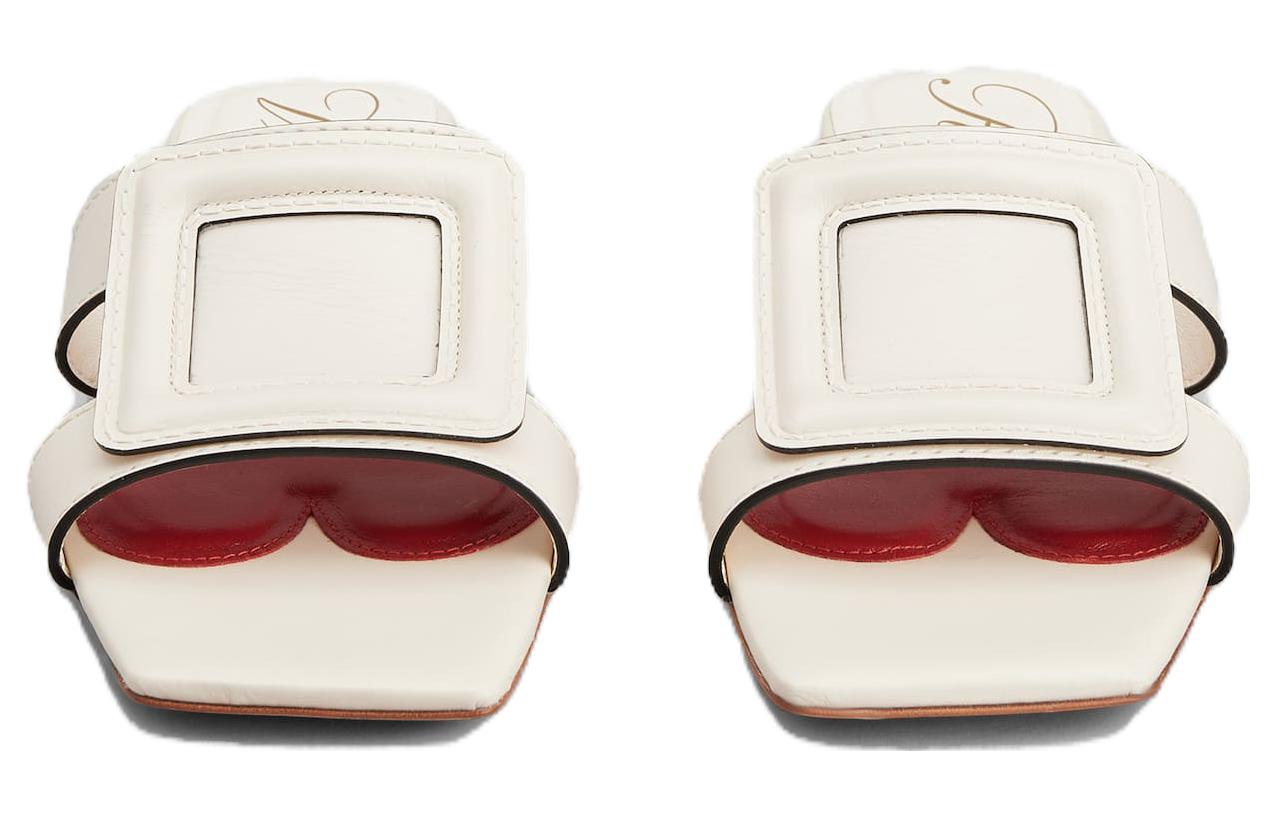 (W) Roger Vivier Leather Square Toe Flat 'Fashion Slide White' 圖 3