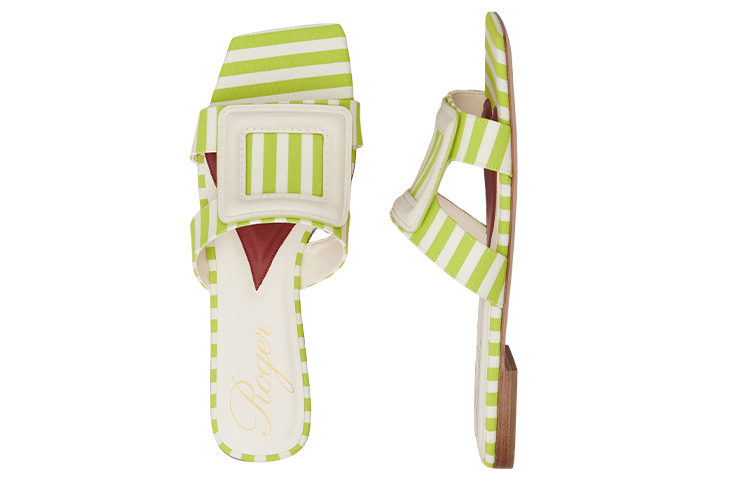 (W) Roger Vivier Leather Square Toe Flat 'Fashion Slide Green' 圖 4